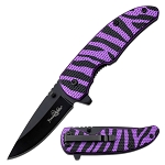 Femme Fatale 6.5 Inch Stripe Spring Assist Knife | Purple Zebra