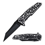 8.22 Inch Length Spring Assist Knife Black Aluminum Handle