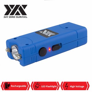 Blue DZS Rechargeable Self Defense Ultra Mini Stun Gun With LED FlashLight 