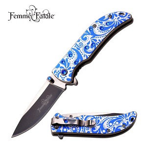 Femme Fatale Spring Assisted Knife Blue Gems 