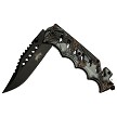 Tactical Pocket Knife Saw Back Blade Spring Assisted Knife Forest Camo 