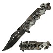 Tactical Pocket Knife Saw Back Blade Spring Assisted Knife Forest Camo 