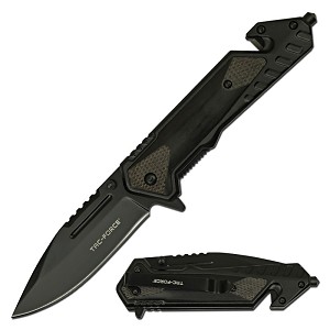 Rescue Tactical Pocket Knife 9.25 Inch Spring Assisted Knife Black 